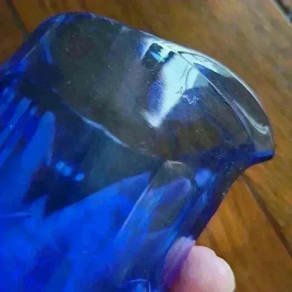 Shirley Temple 1930s Depression Blue Glass Pitcher 2pc - Picture 13 of 13